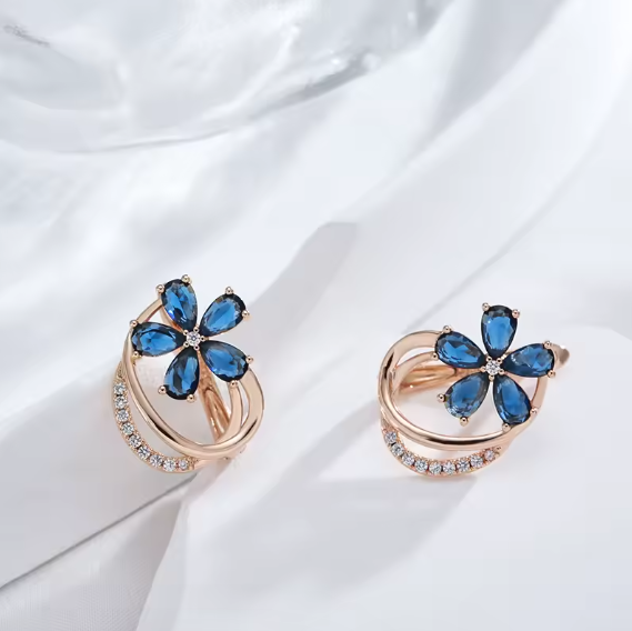 Orecchini fiore di zaffiro - Auratrend ™